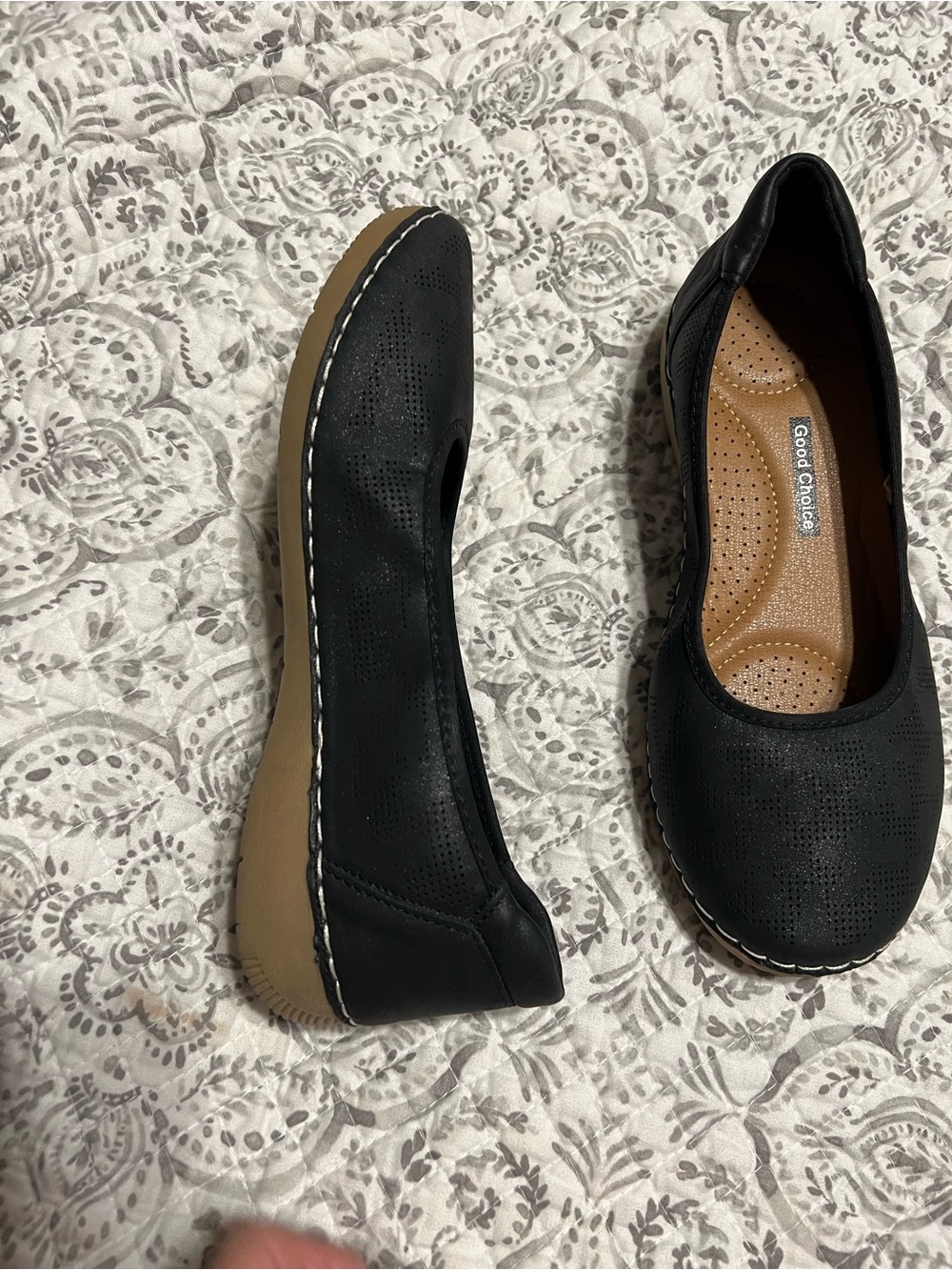 Good Choice Black Perforated Ballet Flat worn 2 times